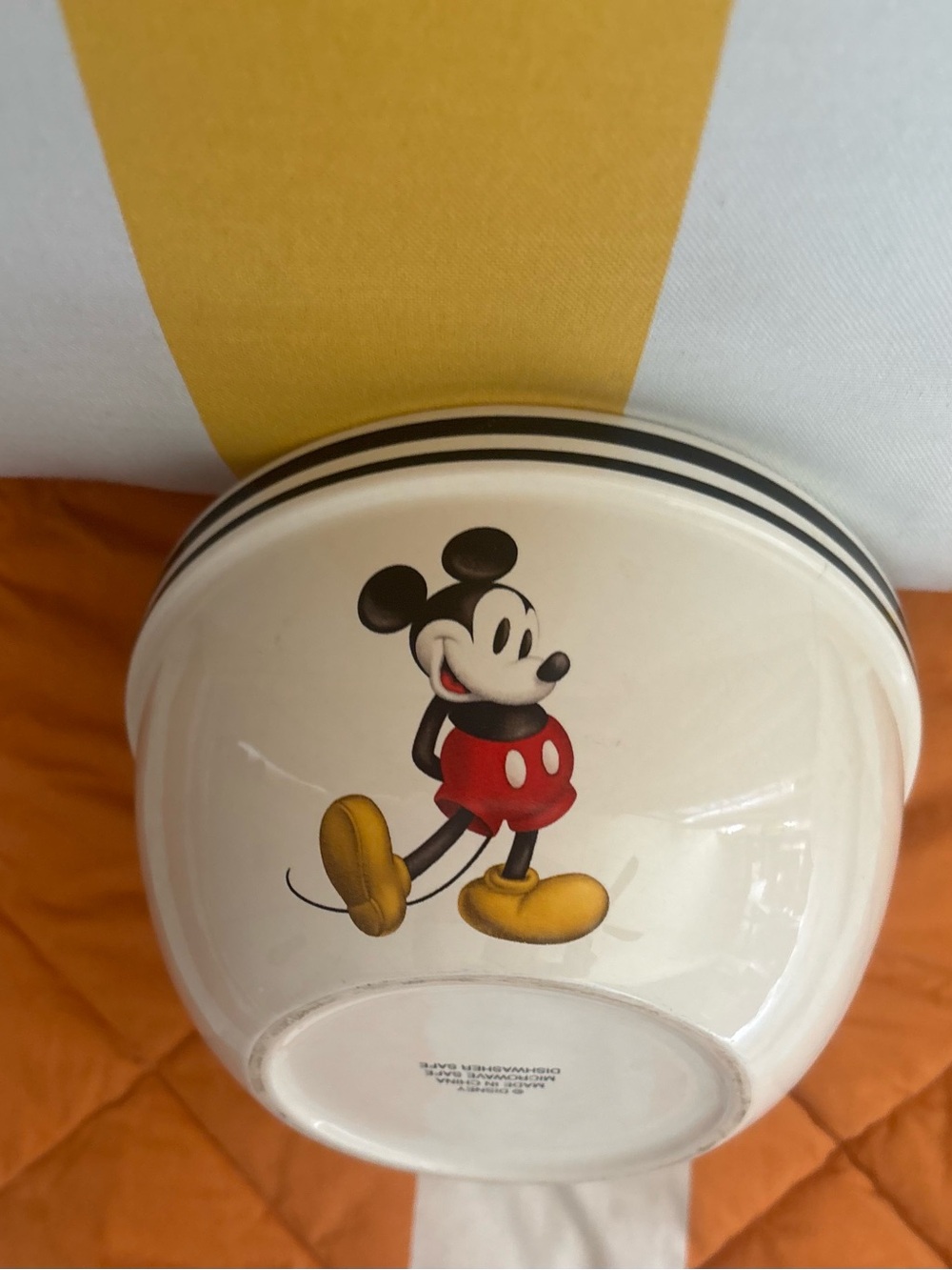 Disney Mickey Mouse Cream, Red & Yellow Ceramic Serving Bowl